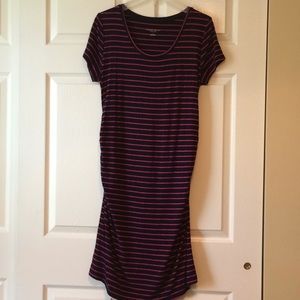 Liz Lange Maternity navy and pink striped dress